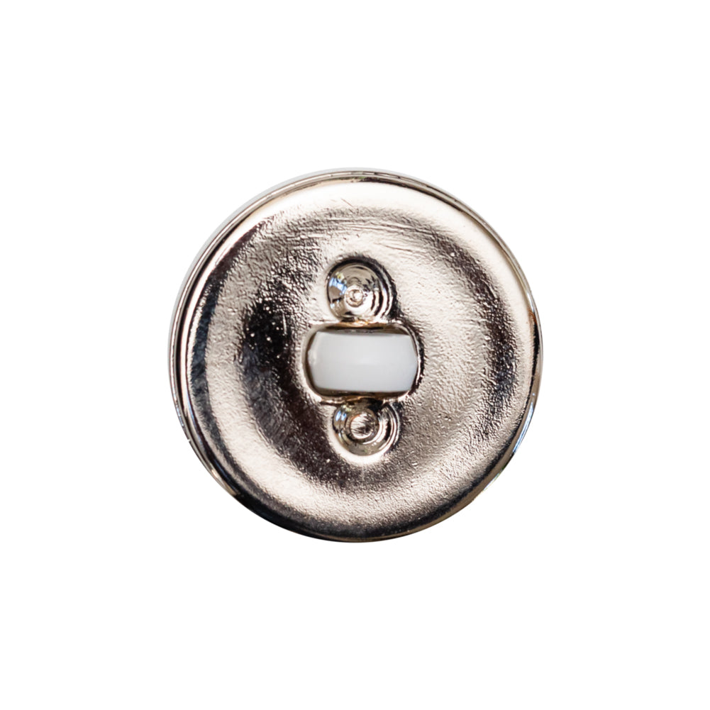 Italian White and Silver Round 2-Piece Shank Back Button - 36L/23mm Detail