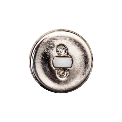 Italian White and Silver Round 2-Piece Shank Back Button - 36L/23mm Detail