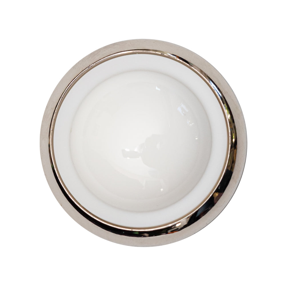 Italian White and Silver Round 2-Piece Shank Back Button - 44L/28mm