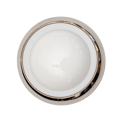 Italian White and Silver Round 2-Piece Shank Back Button - 44L/28mm