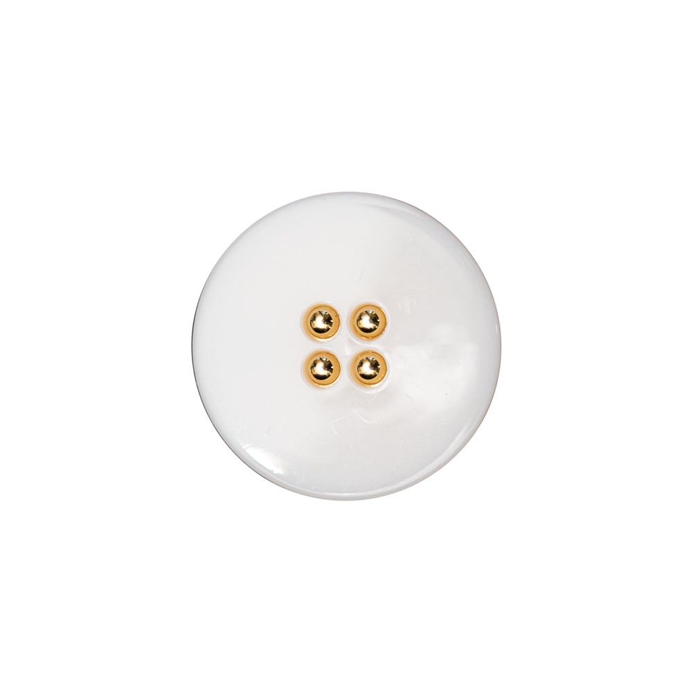 Italian White and Gold 2-Piece Plastic Button - 30L/19mm