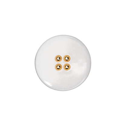 Italian White and Gold 2-Piece Plastic Button - 30L/19mm