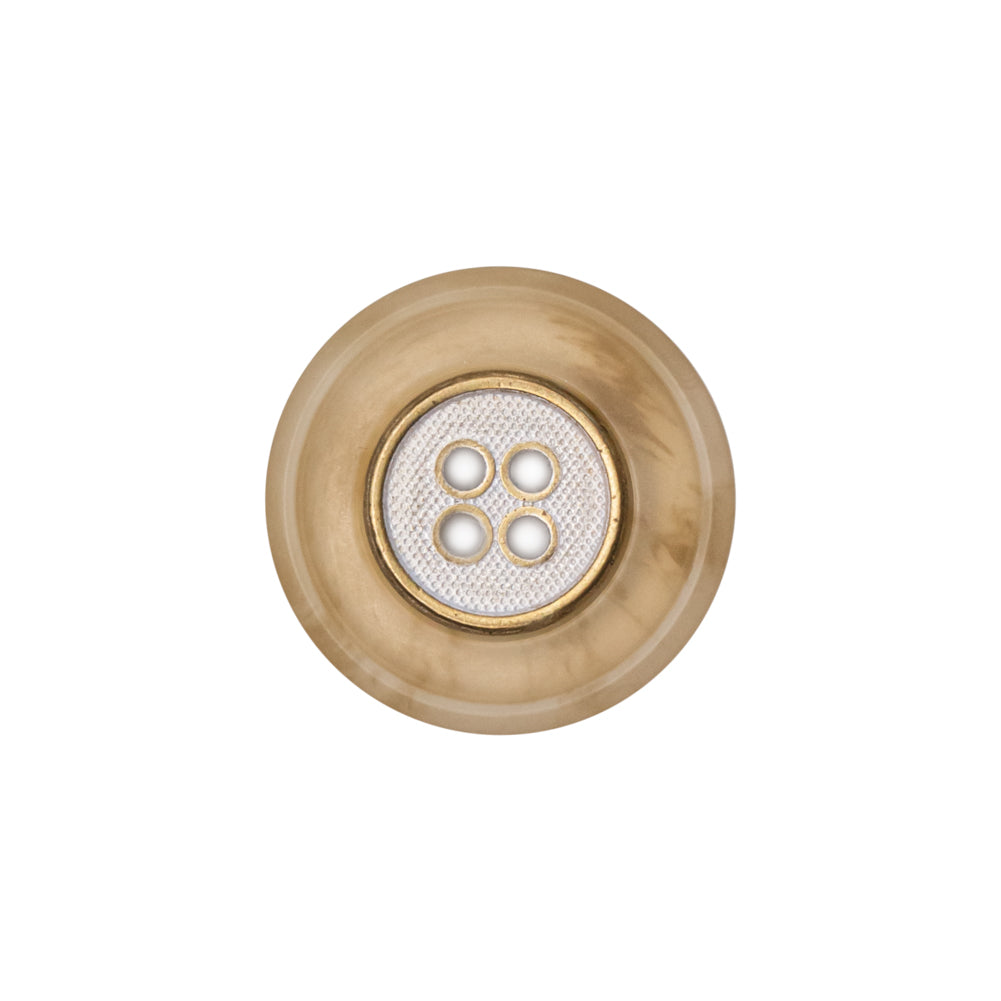 Italian Kelp and Silver Nailshead and Translucent Plastic 4-Hole Button - 32L/20mm