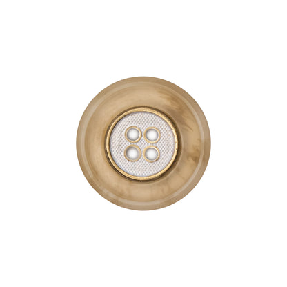 Italian Kelp and Silver Nailshead and Translucent Plastic 4-Hole Button - 32L/20mm