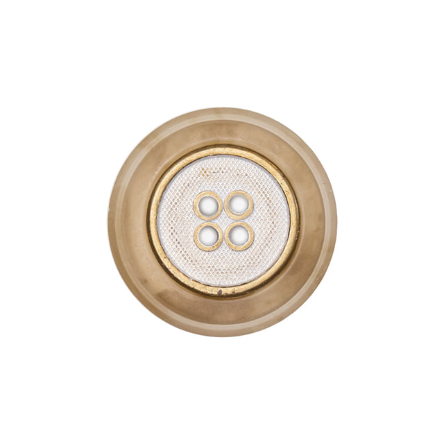 Italian Kelp and Silver Nailshead and Translucent Plastic 4-Hole Button - 36L/23mm