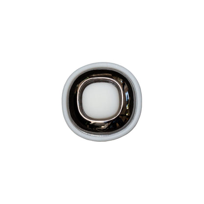Italian White and Gunmetal 2-Piece Plastic Button - 24L/15mm