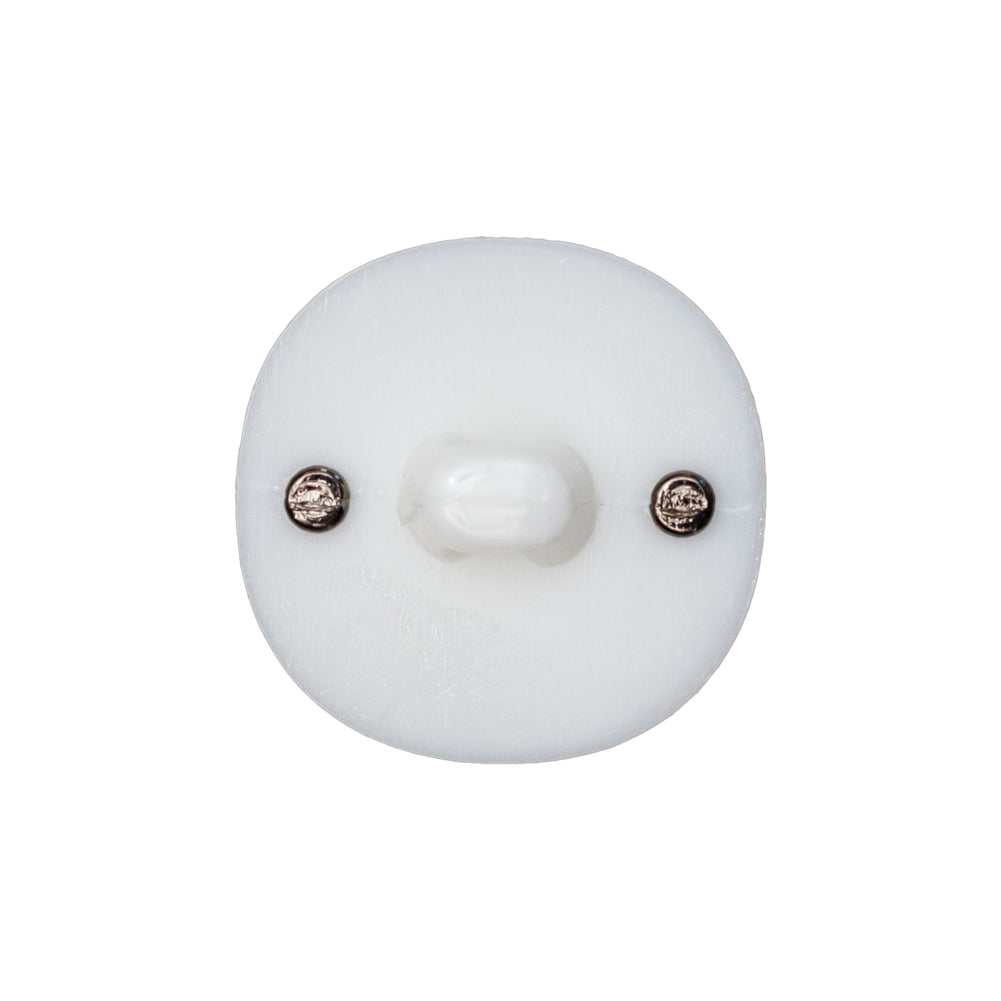 Italian White and Gunmetal 2-Piece Plastic Button - 34L/21.5mm Detail
