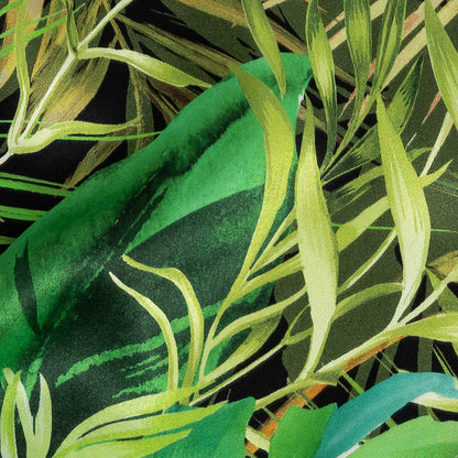 Mood Exclusive Italian Green and Black Ferns and Foliage Digitally Printed Silk Charmeuse Detail