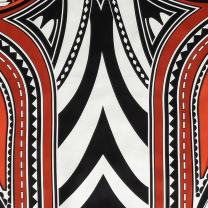 Mood Exclusive Italian Black, Red and White Geometric Digitally Printed Silk Charmeuse Panel Detail