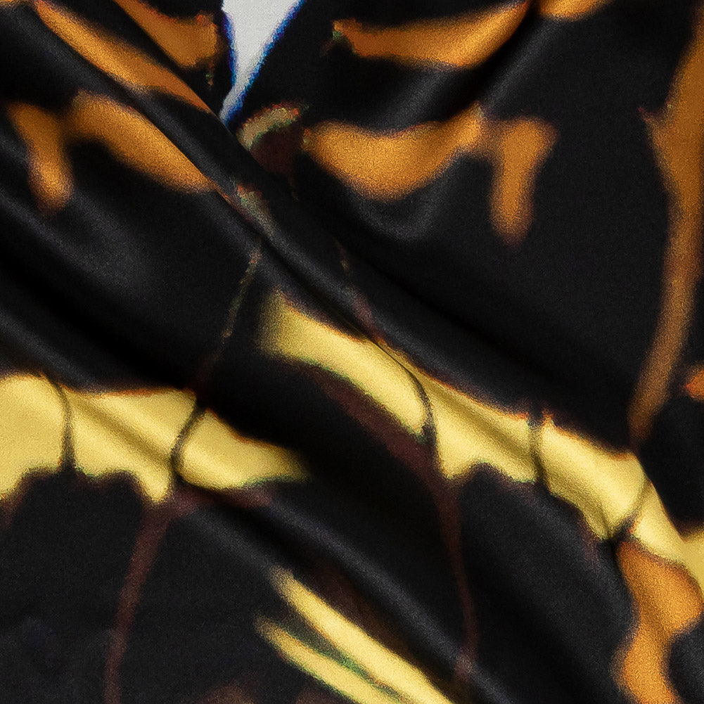 Mood Exclusive Italian White, Yellow and Royal Large-Scale Butterfly Digitally Printed Silk Charmeuse Detail