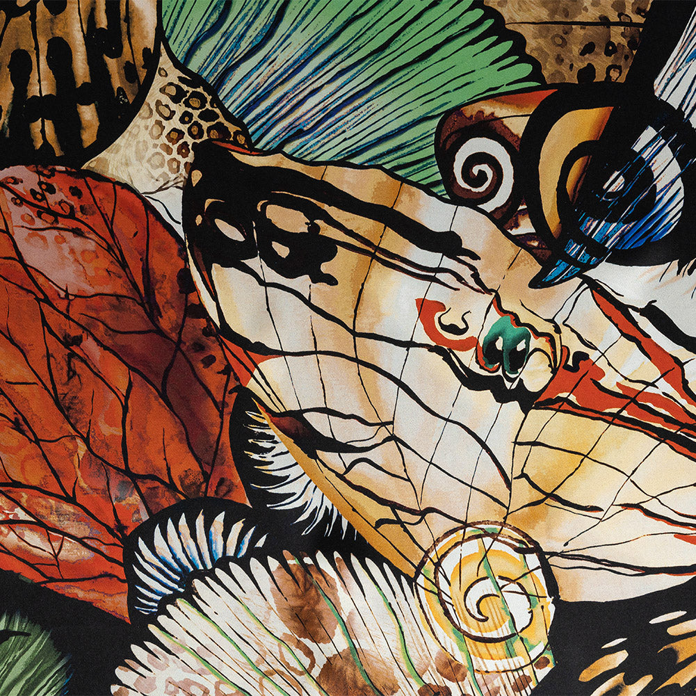 Mood Exclusive Italian Multicolor Butterflies Digitally Printed Silk Charmeuse