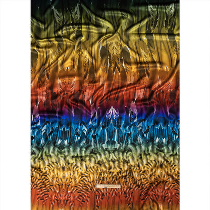 Mood Exclusive Italian Rainbow Feathers Digitally Printed Silk Charmeuse Panel Full