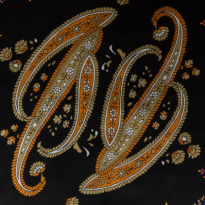 Mood Exclusive Italian Orange and Green Paisley Digitally Printed Silk Charmeuse Panel Detail