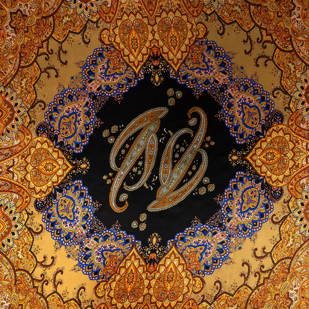 Mood Exclusive Italian Orange and Green Paisley Digitally Printed Silk Charmeuse Panel