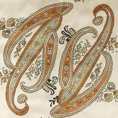 Mood Exclusive Italian Peach and Aqua Paisley Digitally Printed Silk Charmeuse Panel Detail