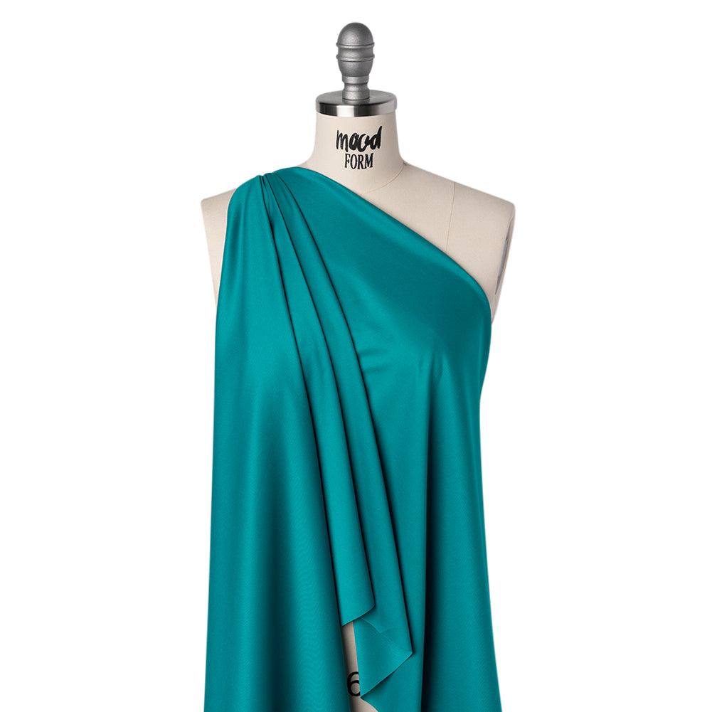 Polyester Pongee Knit Lining - Turquoise - Luca Collection Drape