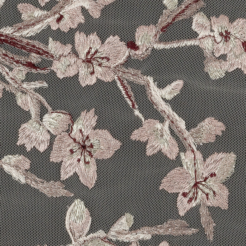 Angelino Pink Floral Embroidered Lace - Detail
