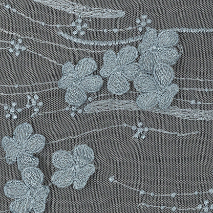 Mattia Steel Blue Floral Embroidered Lace