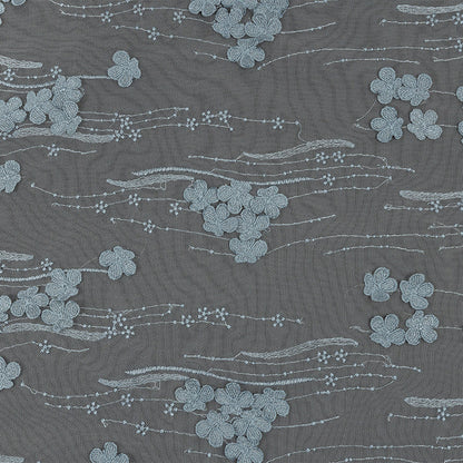 Mattia Steel Blue Floral Embroidered Lace