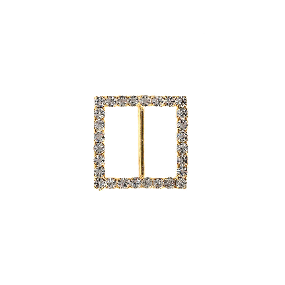 Swarovski Crystal and Gold Square Rhinestone Slider - 1.375"