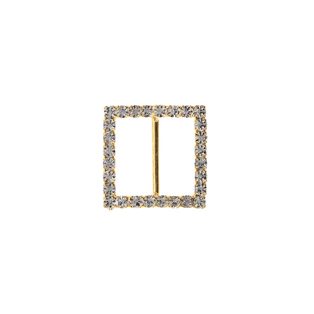 Swarovski Crystal and Gold Square Rhinestone Slider - 1.375"