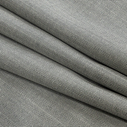 Super 12 Dobby Wool Suiting - Black Herringbone Folded