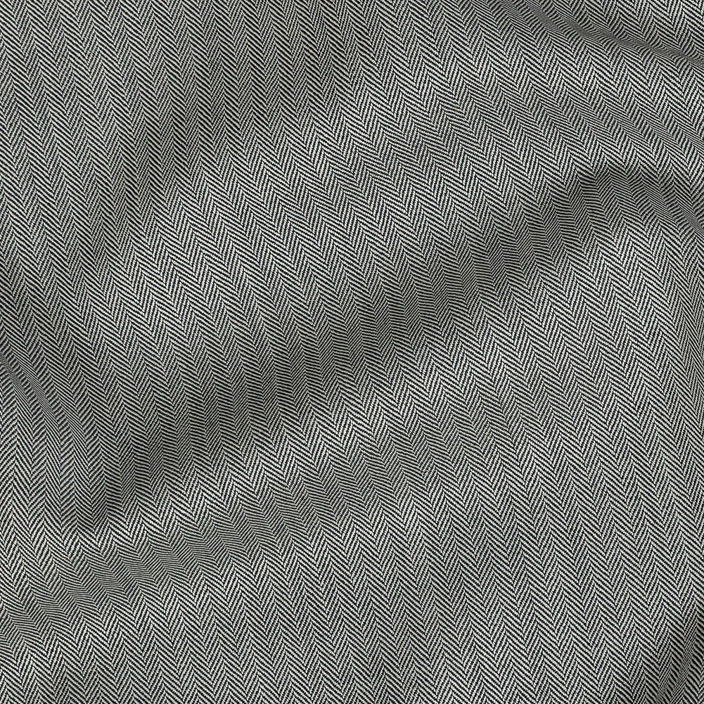 Super 12 Dobby Wool Suiting - Black Herringbone Detail