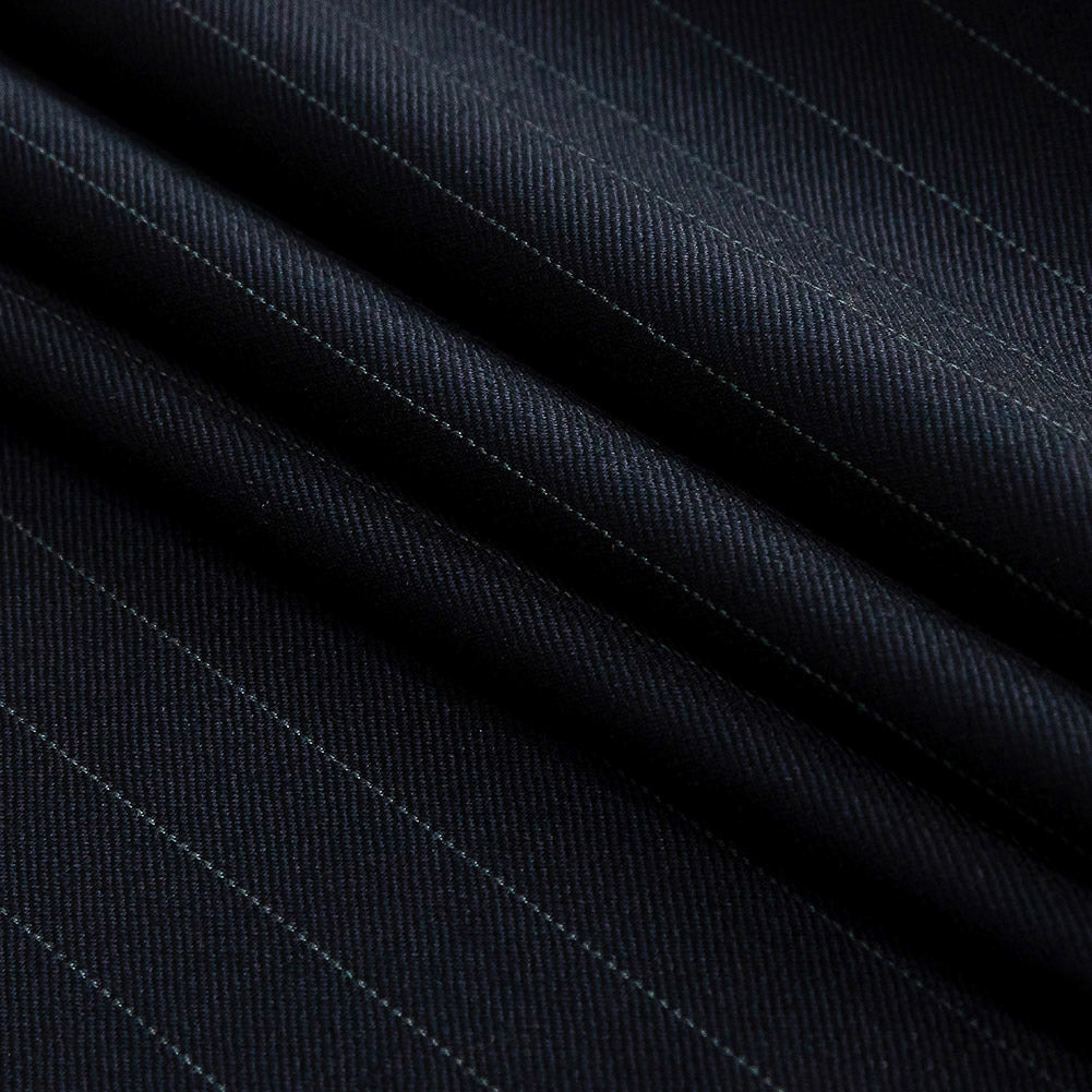 Super 120 Navy Pinstriped Twill Wool Suiting Folded