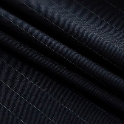 Super 120 Navy Pinstriped Twill Wool Suiting Folded