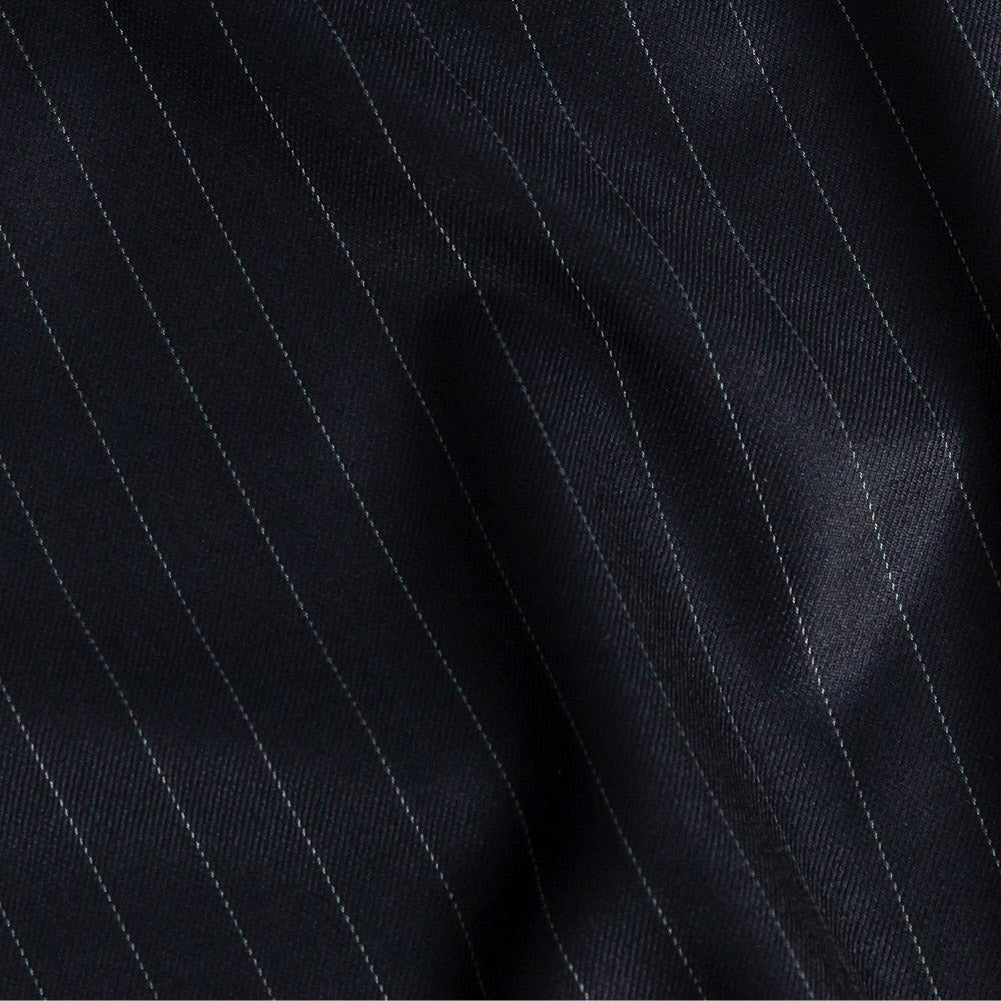 Super 120 Navy Pinstriped Twill Wool Suiting Detail