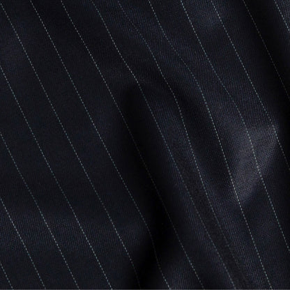 Super 120 Navy Pinstriped Twill Wool Suiting Detail