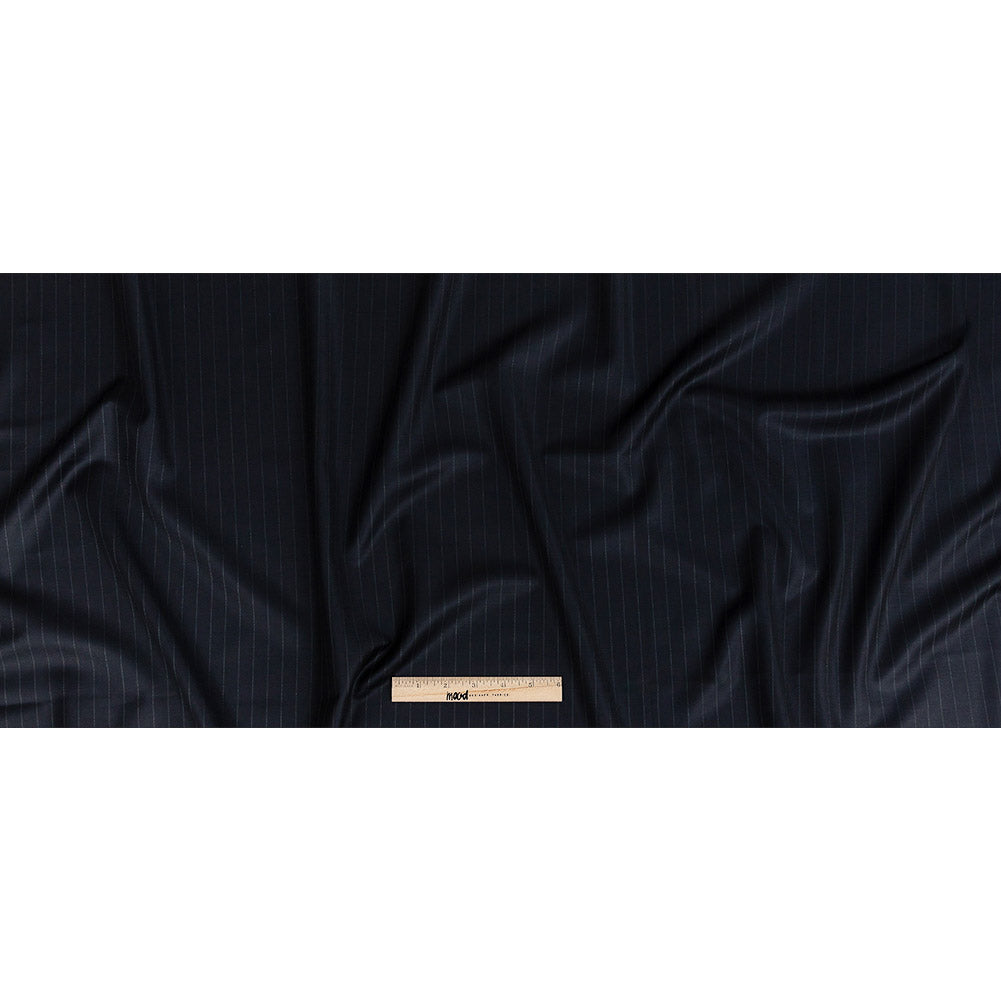 Super 120 Navy Pinstriped Twill Wool Suiting Full