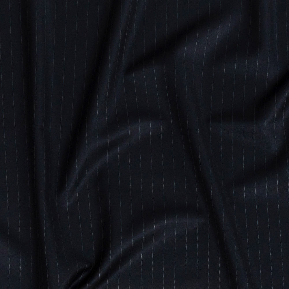 Super 120 Navy Pinstriped Twill Wool Suiting