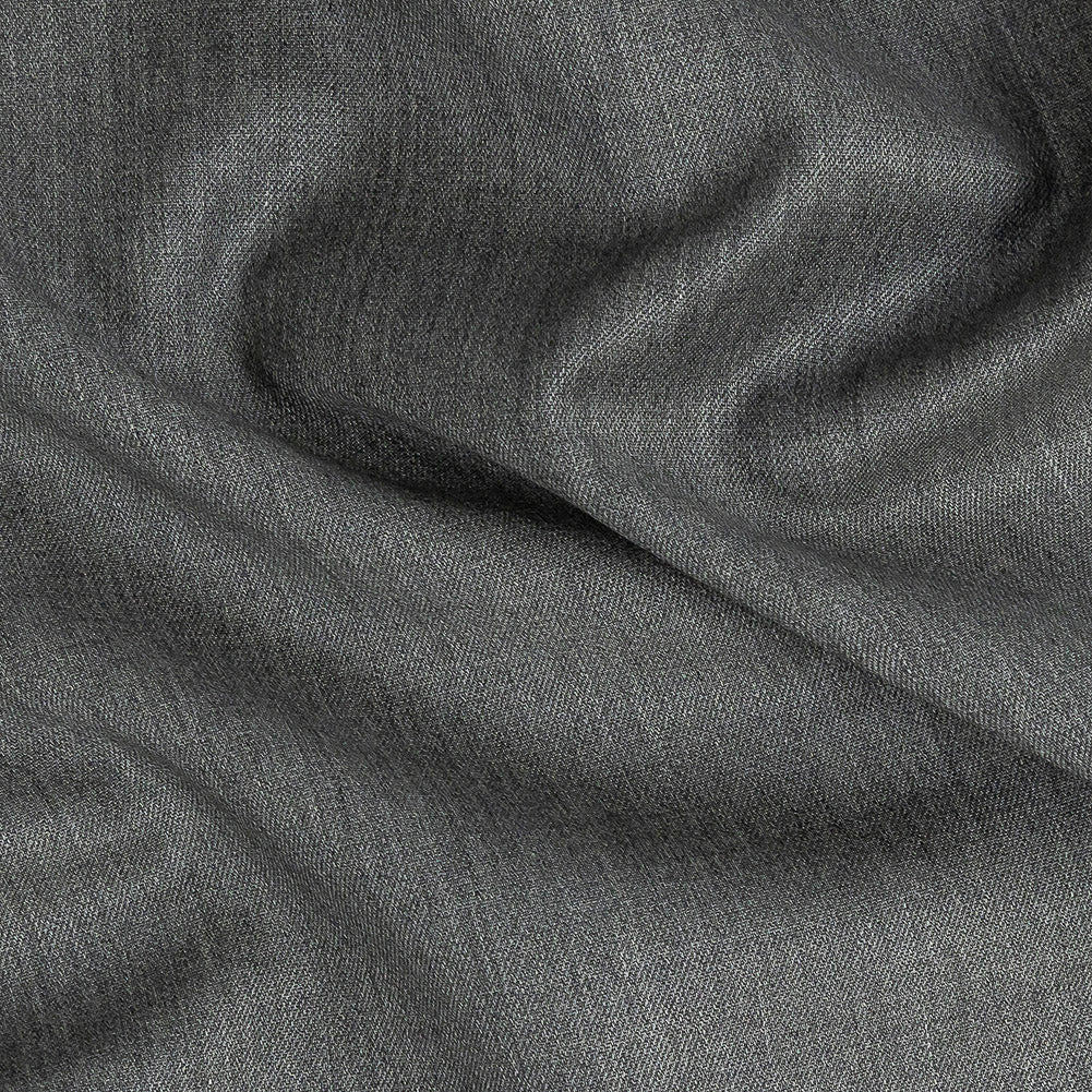 Super 120 Light Heathered Gray Gabardine Wool Suiting