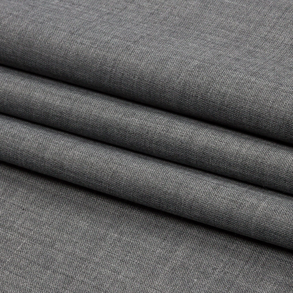 Heathered Gray Tropical Wool Blend Suiting Folded
