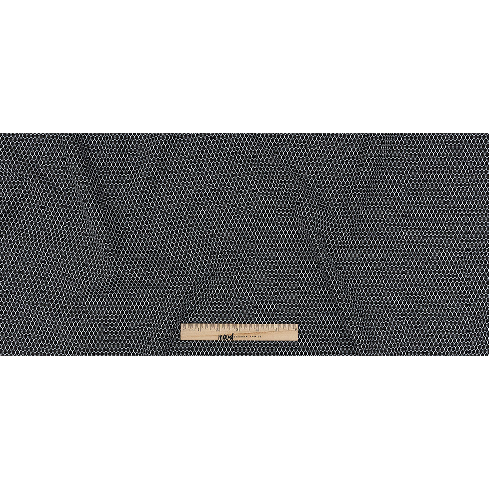 Italian Black and White Geometric Silk and Cotton Voile Folded