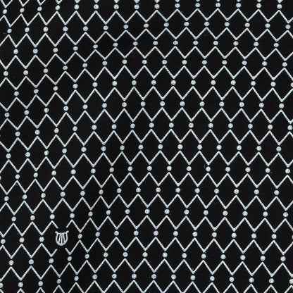 Italian Black and White Geometric Silk and Cotton Voile Full