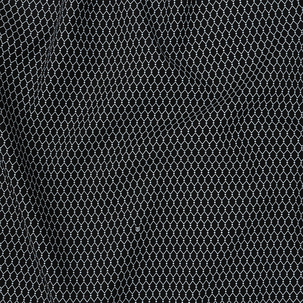 Italian Black and White Geometric Silk and Cotton Voile