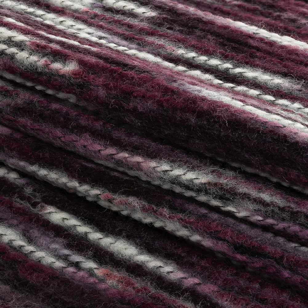 Elderberry and White Striated Novelty Chunky Knit Folded