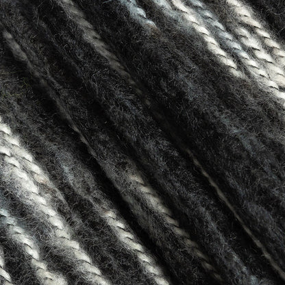 Steel and White Striated Novelty Chunky Knit Folded