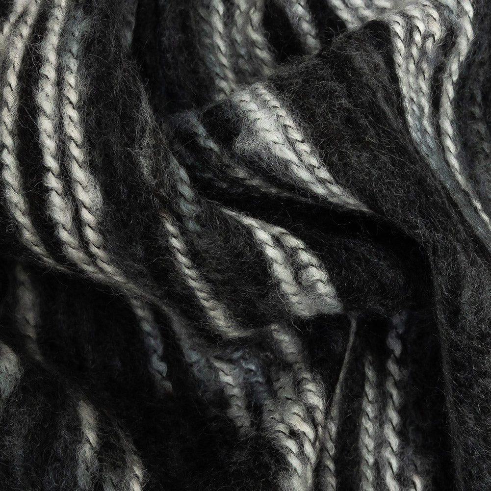 Steel and White Striated Novelty Chunky Knit Detail