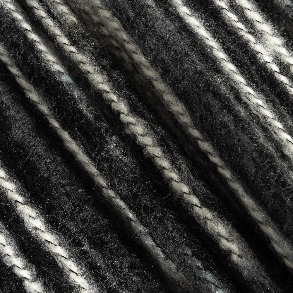 Black, Gray and White Striated Novelty Chunky Knit Folded