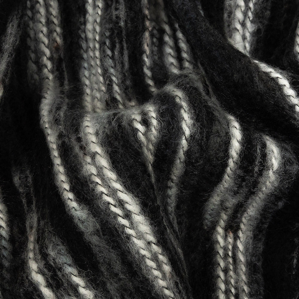 Black, Gray and White Striated Novelty Chunky Knit Detail