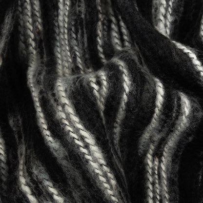Black, Gray and White Striated Novelty Chunky Knit Detail