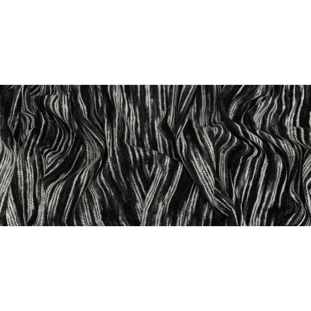 Black, Gray and White Striated Novelty Chunky Knit Full