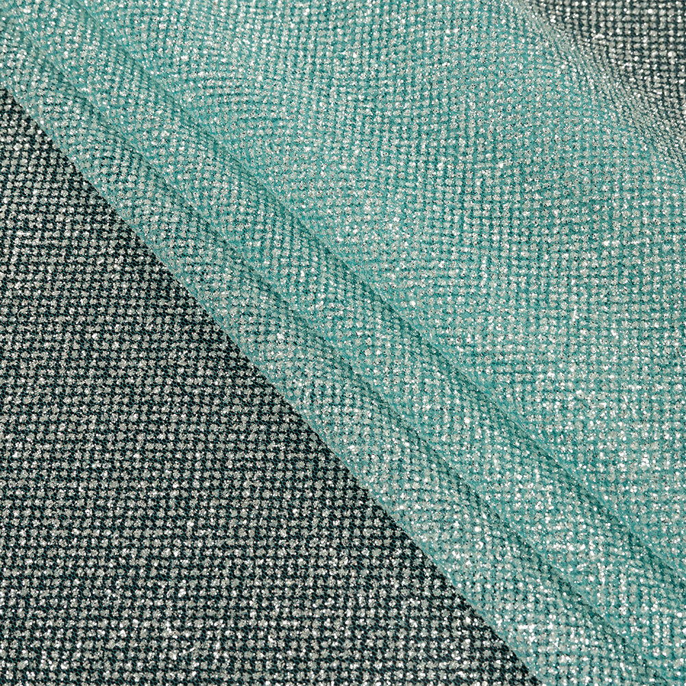 Tulle with Metallic Platinum Glitter - Lake Blue - Platina Collection - Folded