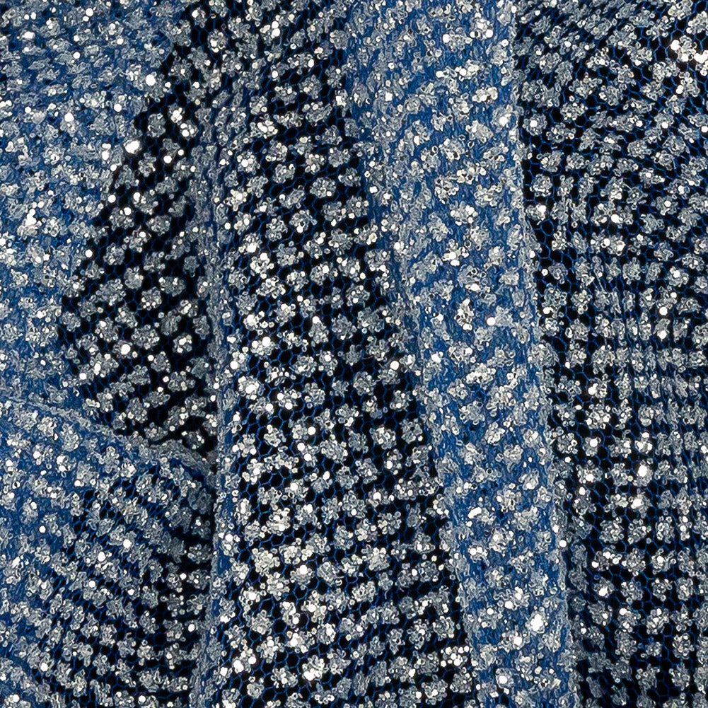 Tulle with Metallic Platinum Glitter - Royal Sax Blue - Platina Collection