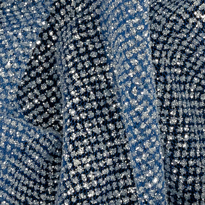 Tulle with Metallic Platinum Glitter - Royal Sax Blue - Platina Collection