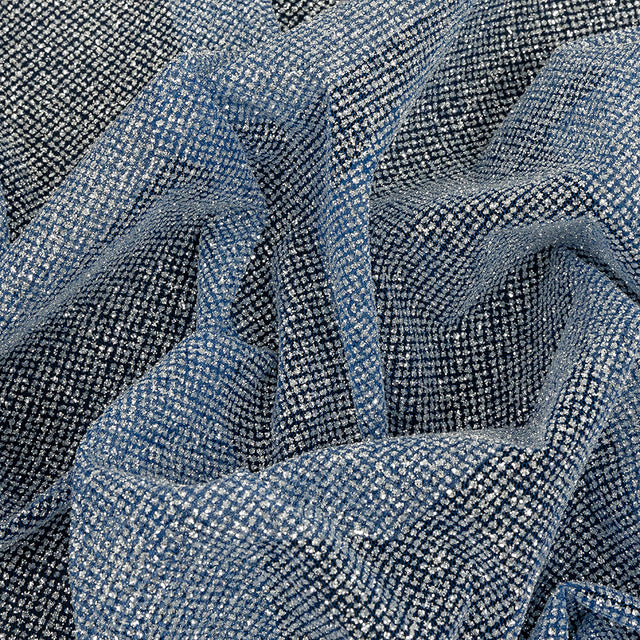Tulle with Metallic Platinum Glitter - Royal Sax Blue - Platina Collection