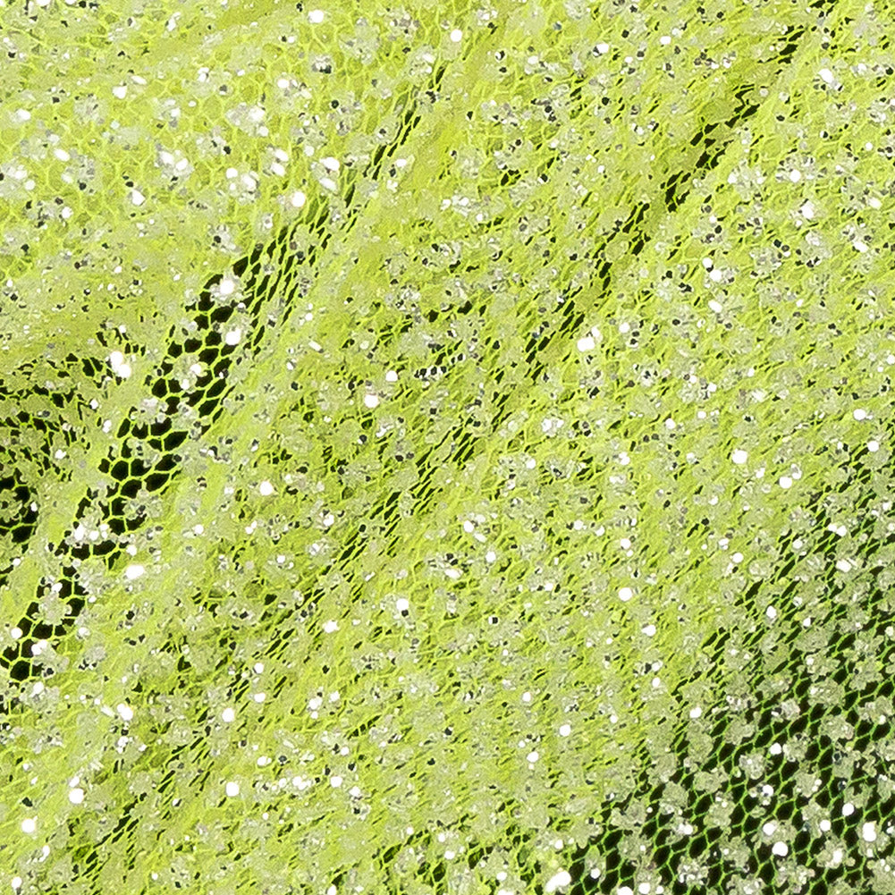 Tulle with Metallic Platinum Glitter - Neon Yellow - Platina Collection